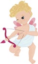 Illustration with a cute character, Amur, cupid shoots an arrow, clipart